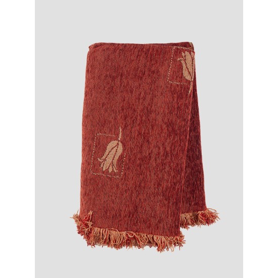 Ριχτάρι Τετραθέσιου Tulip Red Chinille Jacquard Sunshine (180x340) 1Τεμ