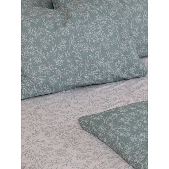 Σεντόνια Μονά Σετ Feelings 2052 Aqua Cotton Sunshine (105x205+30 ) Με Λάστιχο 3Τεμ