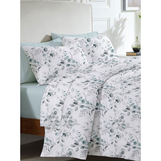 Σεντόνια Υπέρδιπλα Σετ Print Menta 560 Grey Polycotton Sunshine (230x250) 4Τεμ