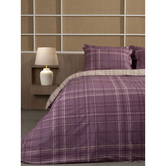 Σεντόνια Διπλά Σετ Feelings 2066 Mauve Cotton Sunshine (150x205+30 ) Με Λάστιχο 4Τεμ