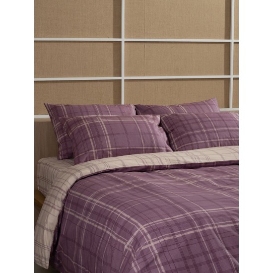Σεντόνια Διπλά Σετ Feelings 2066 Mauve Cotton Sunshine (150x205+30 ) Με Λάστιχο 4Τεμ