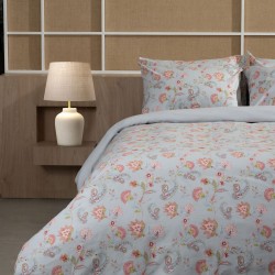 Σεντόνια Διπλά Σετ Feelings 2068 Grey Cotton Sunshine (150x205+30 ) Με Λάστιχο 4Τεμ