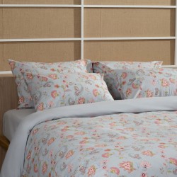 Σεντόνια Διπλά Σετ Feelings 2068 Grey Cotton Sunshine (150x205+30 ) Με Λάστιχο 4Τεμ