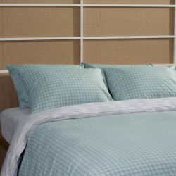 Σεντόνια Διπλά Σετ Feelings 2064 Aqua Cotton Sunshine (150x205+30 ) Με Λάστιχο 4Τεμ