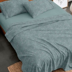 Σεντόνια Φανελένια Διπλά Σετ Flannel 928 Aqua Cotton Sunshine (150x200+30 ) Με Λάστιχο 4Τεμ