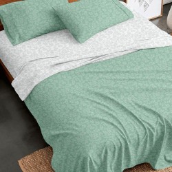 Σεντόνια Φανελένια Διπλά Σετ Flannel 2052 Aqua Cotton Sunshine (150x200+30 ) Με Λάστιχο 4Τεμ