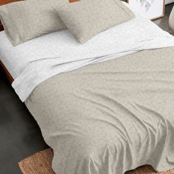 Σεντόνια Φανελένια Διπλά Σετ Flannel 2052 Beige Cotton Sunshine (150x200+30 ) Με Λάστιχο 4Τεμ