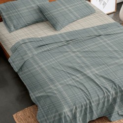 Σεντόνια Φανελένια Διπλά Σετ Flannel 2066 Grey Cotton Sunshine (150x200+30 ) Με Λάστιχο 4Τεμ
