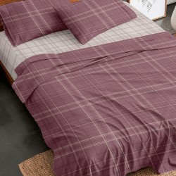 Σεντόνια Φανελένια Διπλά Σετ Flannel 2066 Bordeaux Cotton Sunshine (150x200+30 ) Με Λάστιχο 4Τεμ