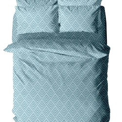 Σεντόνια Διπλά Σετ Menta 500 Blue Polycotton Sunshine (150x205+30 ) Με Λάστιχο 4Τεμ