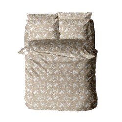 Σεντόνια Διπλά Σετ Menta 480 Beige Polycotton Sunshine (150x205+30 ) Με Λάστιχο 4Τεμ