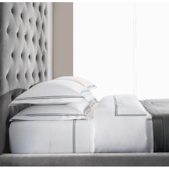 Σεντόνια King Σετ Bar 10 White-Grey 230TC Satin Cotton Makis Tselios (260x270) 4Τεμ