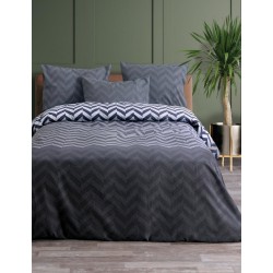 Σεντόνια Φανελένια Μονά Σετ Chic Zic Zac Grey Flannel Cotton Makis Tselios (170x270) 3Τεμ