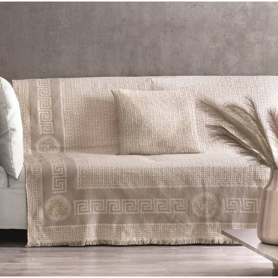 Ριχτάρι Διθέσιου Throws Meandros 1 Beige Chenille Makis Tselios (180x250) 1Τεμ