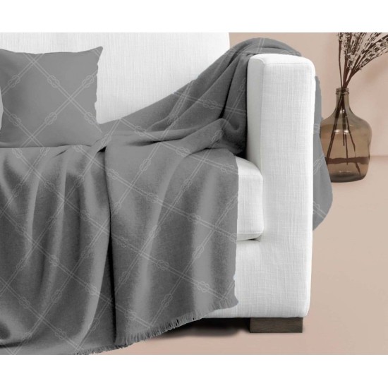 Ριχτάρι Πολυθρόνας Throws Nautica Dark Grey Jacquard Cotton Makis Tselios (180x180) 1Τεμ