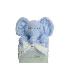 Λούτρινο Ζωάκι & Κουβερτούλα Σετ Elephant Blue Makis Tselios 2Τεμ