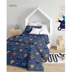 Παπλωματοθήκη Παιδική Μονή Σετ Kids Robots Cotton Makis Tselios (160x240) 2Τεμ