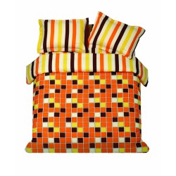Παπλωματοθήκη Υπέρδιπλη Σετ Squares Orange Reactive Makis Tselios (220X240) 3Τεμ