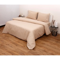 Σεντόνια Φανελένια Μονά Σετ Flannels Solid 3100 Beige Cotton Viopros (100x200+25 ) Με Λάστιχο 3Τεμ