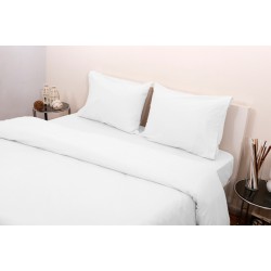 Σεντόνια Φανελένια Μονά Σετ Flannels Solid 3100 White Cotton Viopros (100x200+25 ) Με Λάστιχο 3Τεμ