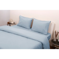 Σεντόνια Φανελένια Μονά Σετ Flannels Solid 3100 L.Blue Cotton Viopros (100x200+25 ) Με Λάστιχο 3Τεμ