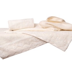 Πετσέτα Προσώπου Με Δαντέλα Νο6 Ecru Cotton Viopros (50x100) 1Τεμ