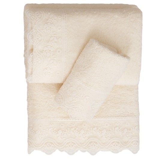 Πετσέτα Προσώπου Με Δαντέλα Νο6 Ecru Cotton Viopros (50x100) 1Τεμ Πετσέτα Προσώπου Με Δαντέλα Νο6 Ecru Cotton Viopros (50x100) 1Τεμ