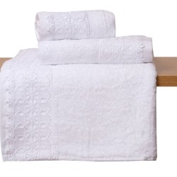 Πετσέτα Προσώπου Bath Δαντέλα Νο4 White Cotton Viopros (50x100) 1Τεμ