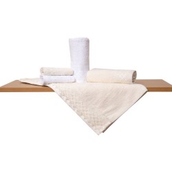 Πετσέτα Wedding Time Σχ.3 Ecru Με Δαντέλα Cotton Viopros (50x100) 1Τεμ