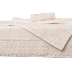 Πετσέτες Σετ Με Δαντέλα & Μπουρνούζια Νο4 Ecru Cotton Viopros 5Τεμ
