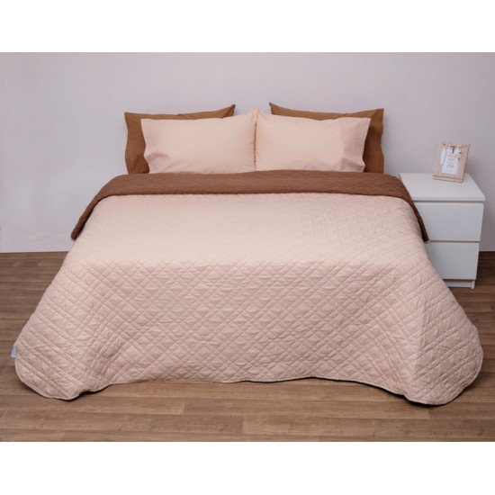Κουβερλί Υπέρδιπλο Δίχρωμο 5100 Beige-Βροςν Micro Viopros (220x240) 1Τεμ
