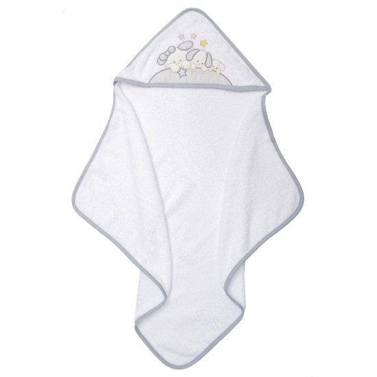 Κάπα Βρεφική Με Κέντημα Baby Bath Άλφι Grey Cotton Viopros (65x65) 1Τεμ
