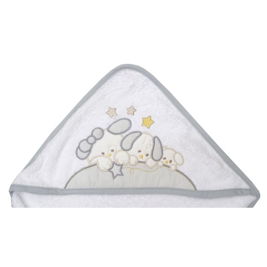 Κάπα Βρεφική Με Κέντημα Baby Bath Άλφι Grey Cotton Viopros (65x65) 1Τεμ