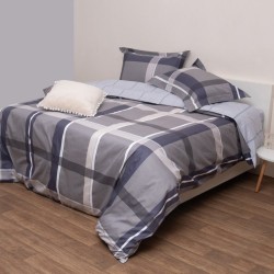 Παπλωματοθήκη Υπέρδιπλη Σετ Νιούτον Grey Satin Cotton Viopros (220x240) 3Τεμ