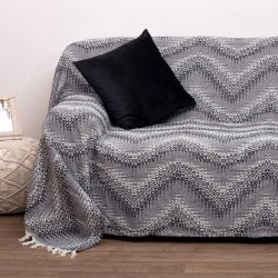Ριχτάρι Πολυθρόνας Throws 3045 Grey Jacquard Cotton Viopros (175x175) 1Τεμ