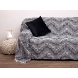Ριχτάρι Πολυθρόνας Throws 3045 Grey Jacquard Cotton Viopros (175x175) 1Τεμ