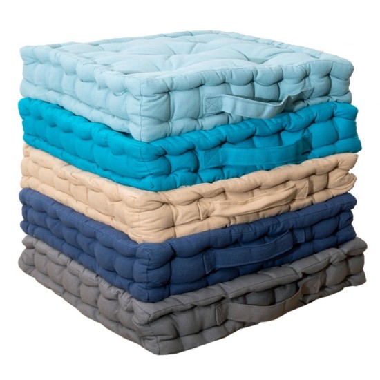 Μαξιλάρι Δαπέδου 581 25-Μπλε Ρουά Cotton Viopros (40x40x8) 1Τεμ