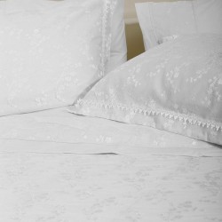 Σεντόνια Νυφικά Φάσα Με Τούλι Ανάγλυφο. Υπέρδιπλα Σετ Wedding Time 1017 White Cotton Viopros (240x260) 4Τεμ