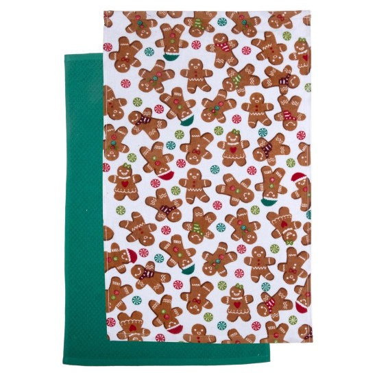 Ποτηρόπανα Χριστουγεννιάτικα Σετ Christmas Time 2350 Green Cotton Viopros (40x60) 2Τεμ Ποτηρόπανα Χριστουγεννιάτικα Σετ Christmas Time 2350 Green Cotton Viopros (40x60) 2Τεμ
