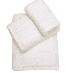 Πετσέτες Σετ Weeding Time Νο14 Ecru Cotton Viopros 3Τεμ