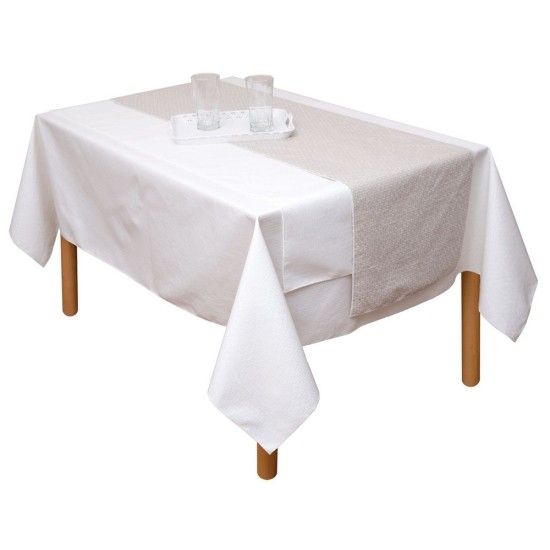 Τραπεζομάντηλο Αλέκιαστο Dinner Ideas Korina Beige Jacquard Viopros (140x180) 2Τεμ