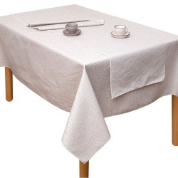 Τραπεζομάντηλο Αλέκιαστο Dinner Ideas Korina Beige Jacquard Viopros (140x180) 2Τεμ