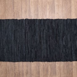 Χαλάκι-Διάδρομος Δερμάτινο Βραδύκαυστο 4 Black Viopros (65x135) 1Τεμ