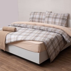 Σεντόνια Φανελένια Υπέρδιπλα Σετ 2551 Beige Flannels Cotton Viopros (160x200+25 ) Με Λάστιχο 4Τεμ