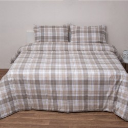 Σεντόνια Φανελένια Υπέρδιπλα Σετ 2551 Beige Flannels Cotton Viopros (160x200+25 ) Με Λάστιχο 4Τεμ