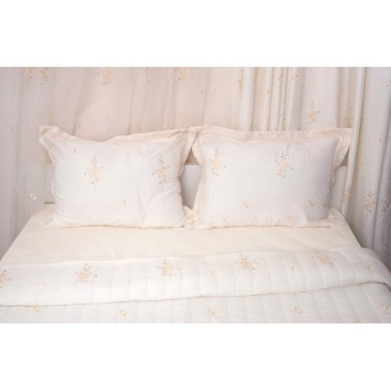 Σεντόνια Νυφικά Με Κέντημα Υπέρδιπλα Wedding Time 3330 Ecru Cotton Viopros (240x260) 4Τεμ