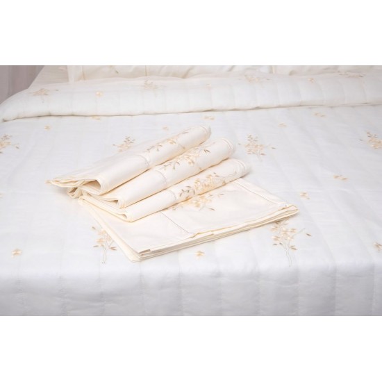 Σεντόνια Νυφικά Με Κέντημα Υπέρδιπλα Wedding Time 3330 Ecru Cotton Viopros (240x260) 4Τεμ