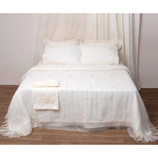 Κουβερλί Νυφικό Υπέρδιπλα Wedding Time 3330 Ecru Viopros (240x250) 3Τεμ