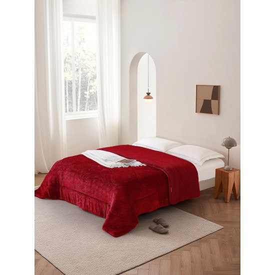 Κουβερτοπάπλωμα Υπέρδιπλο Μοντάνα Bordeaux Micromink Embossed Viopros (160x220) 1Τεμ
