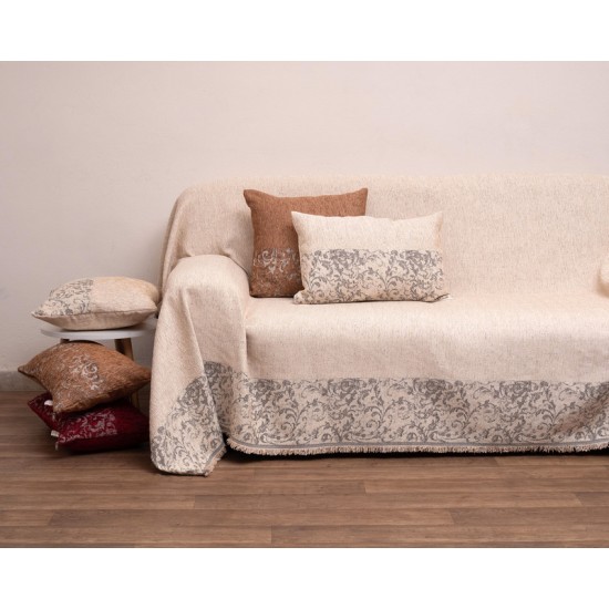 Ριχτάρι Διθέσιου Throws 2216 Cream Jacquard Chenille Viopros (180x240) 1Τεμ